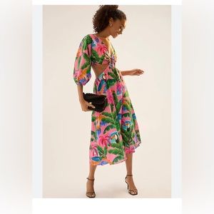 Farm Rio pink tropical print dress size S